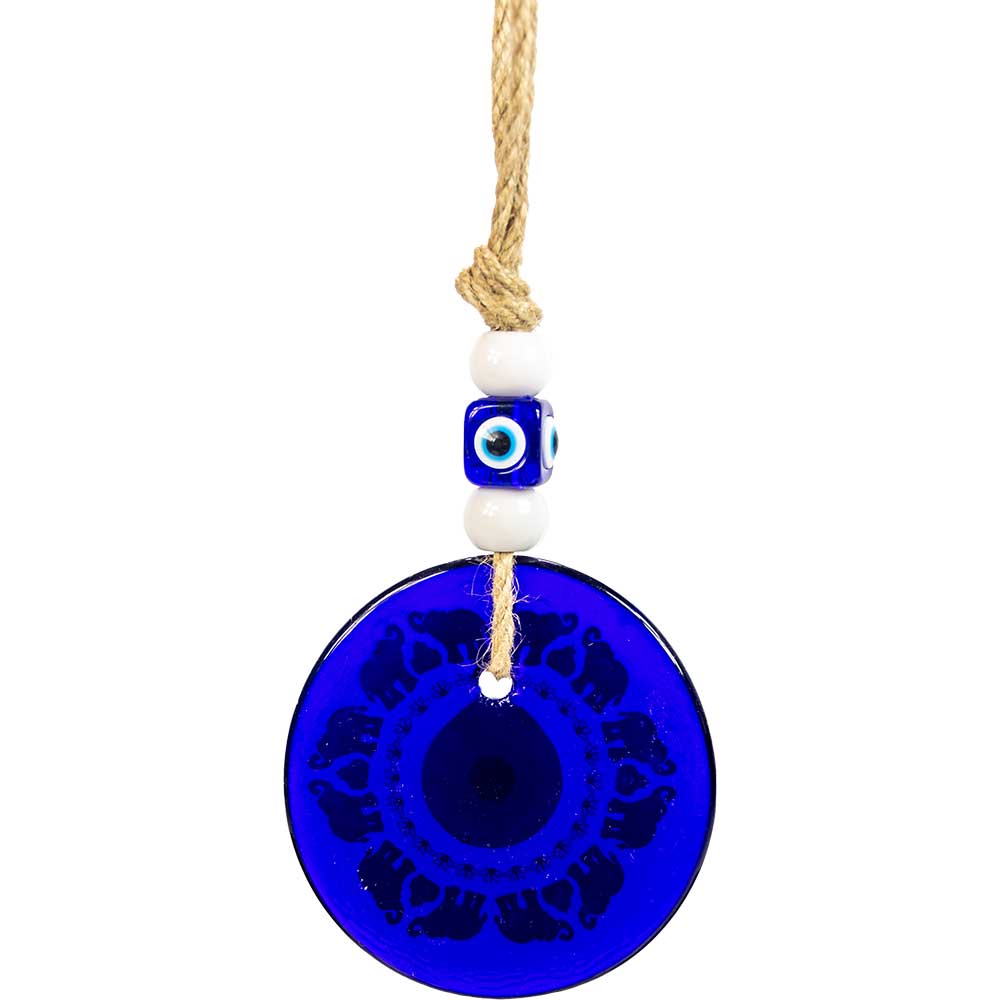 Glass Evil Eye Wall Hanging Talisman Circle of Fatima Hands-Earth Fairy Holistics