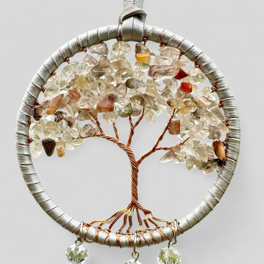 Handmade White Tree of Life Dreamcatcher with White Feathers - Rearview Mirror Hanging or Wall Hanging - Quick Ship!-Earth Fairy Holistics