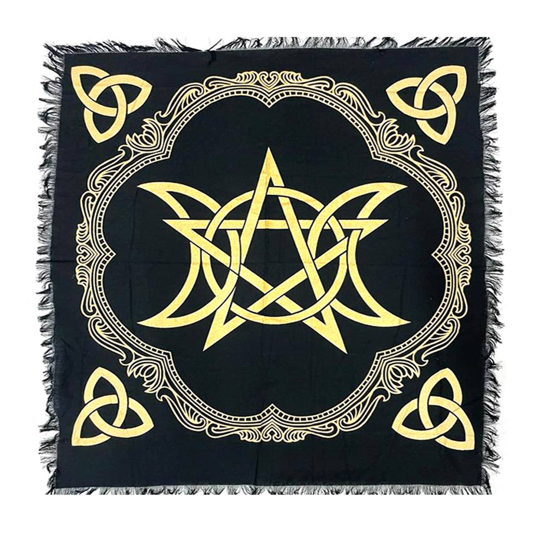 Triple Moon Pentagram Altar Cloth (24 x 24 in.)-Earth Fairy Holistics