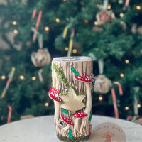 Quartz Leaf + Red Mushrooms Tall Tumbler-Earth Fairy Holistics