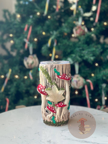 Quartz Leaf + Red Mushrooms Tall Tumbler-Earth Fairy Holistics