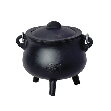 Triple Moon Cast Iron Cauldron (6 in.)-Earth Fairy Holistics