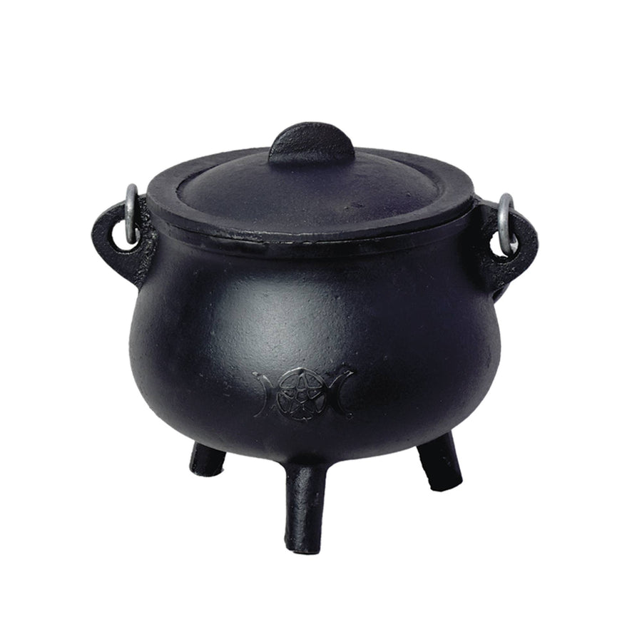 Triple Moon Cast Iron Cauldron (6 in.)-Earth Fairy Holistics