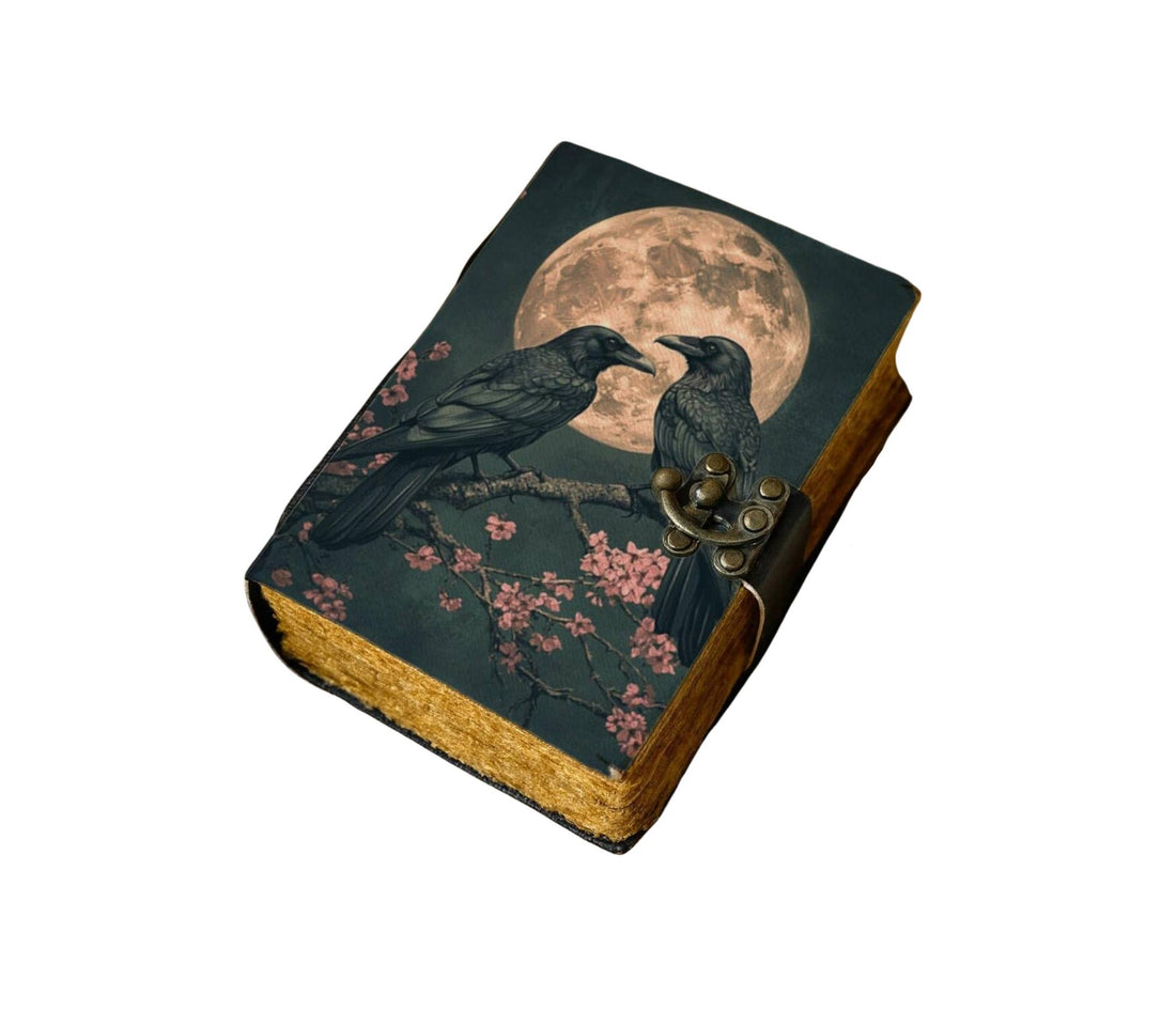 Original Raven Leather Journal Gothic Grimoire Tarot Book-Earth Fairy Holistics