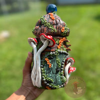 Jar | Blue Suncatcher + Red Mushrooms Fairy House-Earth Fairy Holistics