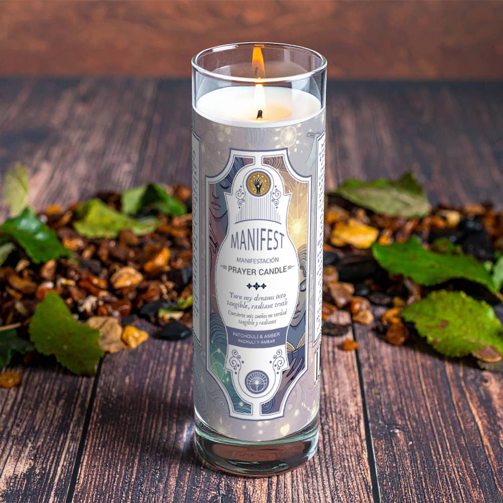 Prayer Candle - Manifest (8 in./9.5 oz.)-Earth Fairy Holistics