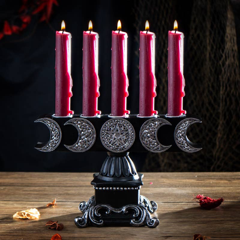 15641 Triple Moon Candleholder-Earth Fairy Holistics