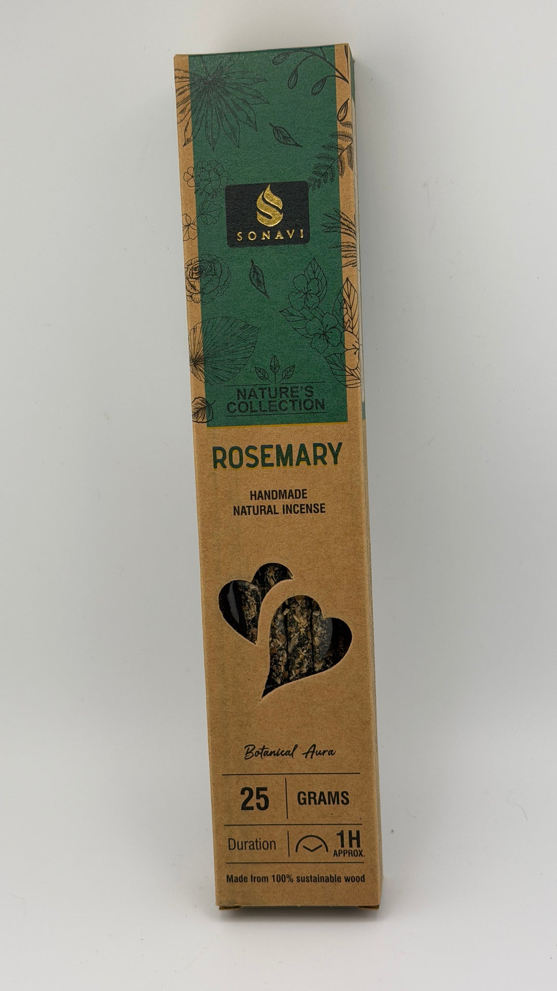 SONAVI - Nature's Collection: All Natural Rosemary Incense Sticks 25 grams-Earth Fairy Holistics