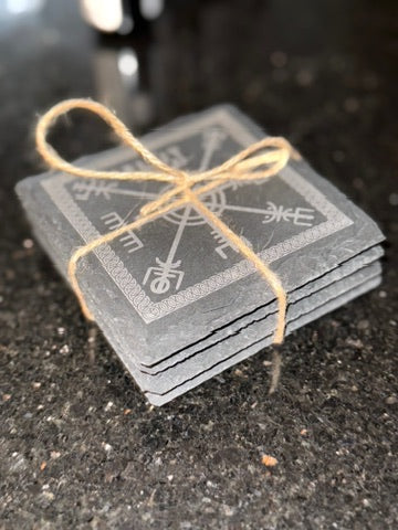 Vegvisir Engraved Slate Coasters-Earth Fairy Holistics