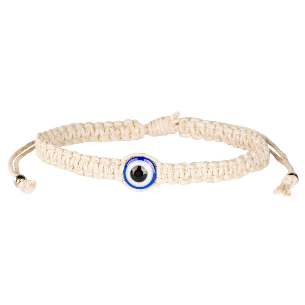 HEMP EVIL EYE PULL TIE BRACELET-Earth Fairy Holistics