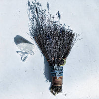 MOON BESOM BROOM + CLEAR QUARTZ CRYSTAL + UNSCENTED-Earth Fairy Holistics