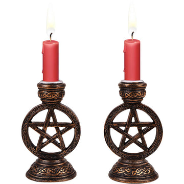 13520 Wiccan Pentagram Candle/Incense Holder Pair-Earth Fairy Holistics