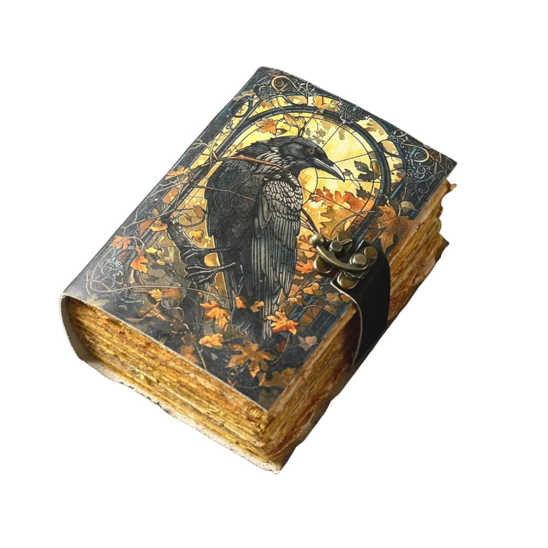 Raven Leather Journal Gothic Grimoire Tarot Blank Journal-Earth Fairy Holistics
