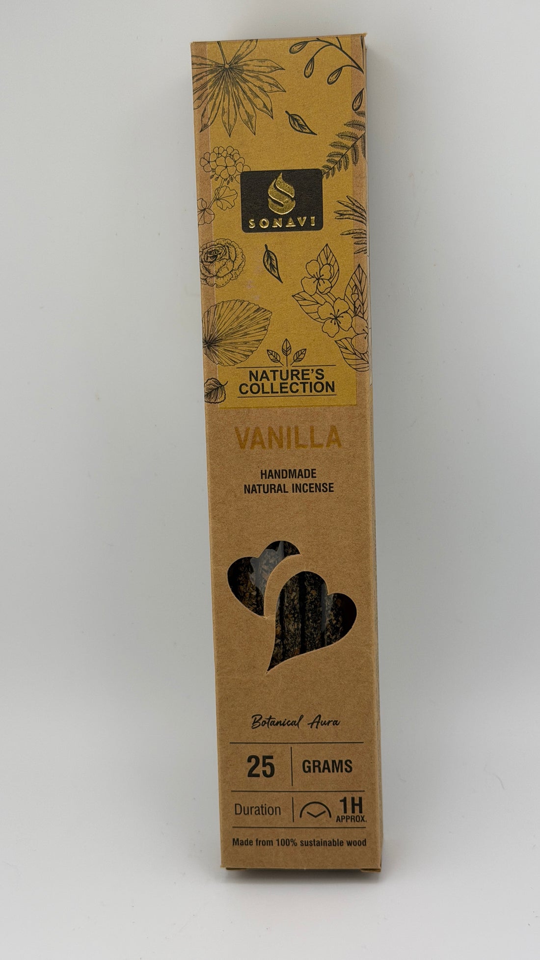 SONAVI - Nature's Collection: All Natural Vanilla Incense Sticks 25 grams-Earth Fairy Holistics