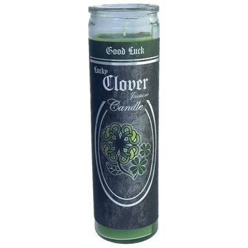 7 Day Glass Ritual Candle - Lucky Clover - Jasmine (Each)-Earth Fairy Holistics