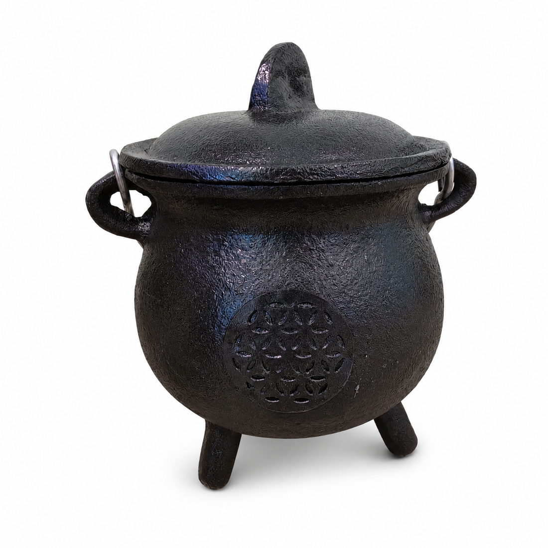 Cast Iron Cauldron Flower of Life - (6in)-Earth Fairy Holistics