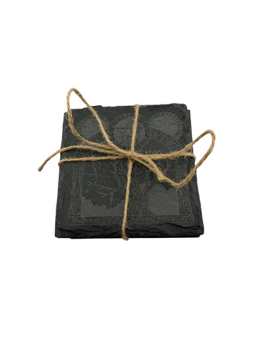 Pentacle/Triple Moon Slate Coasters