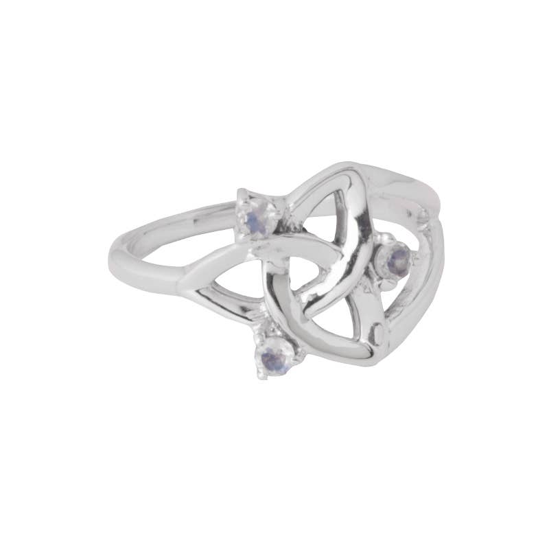 STERLING SILVER AND RAINBOW MOONSTONE ETERNAL KNOT RING-Earth Fairy Holistics