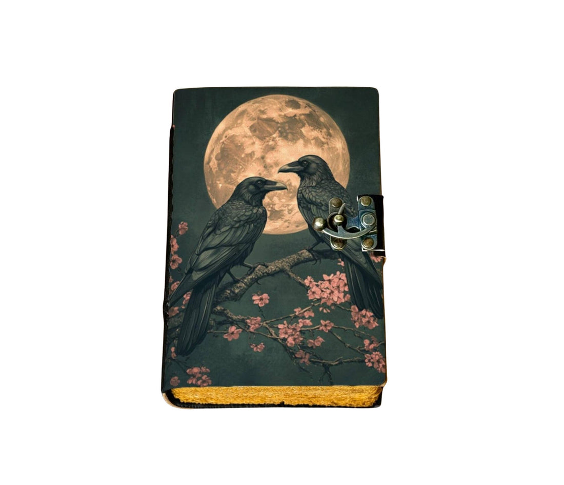 Original Raven Leather Journal Gothic Grimoire Tarot Book-Earth Fairy Holistics