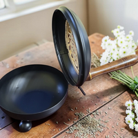 Tree of Life Metal Charcoal Burner with Wooden Handle - 11"-Earth Fairy Holistics