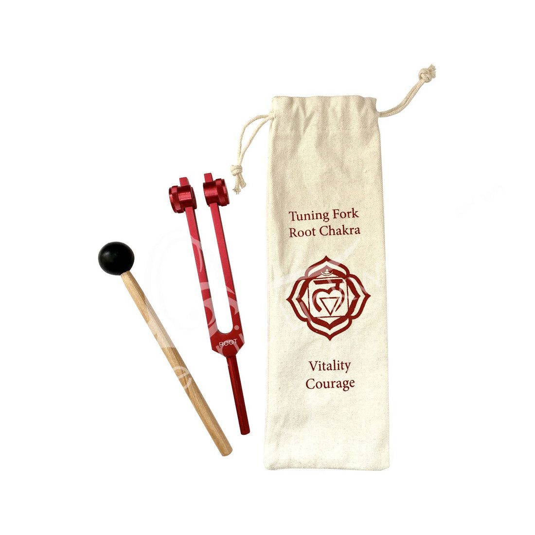 (PC)TUNING FORK - RED/ROOT CHAKRA TUNED WITH STICK & BAG 8"-Earth Fairy Holistics