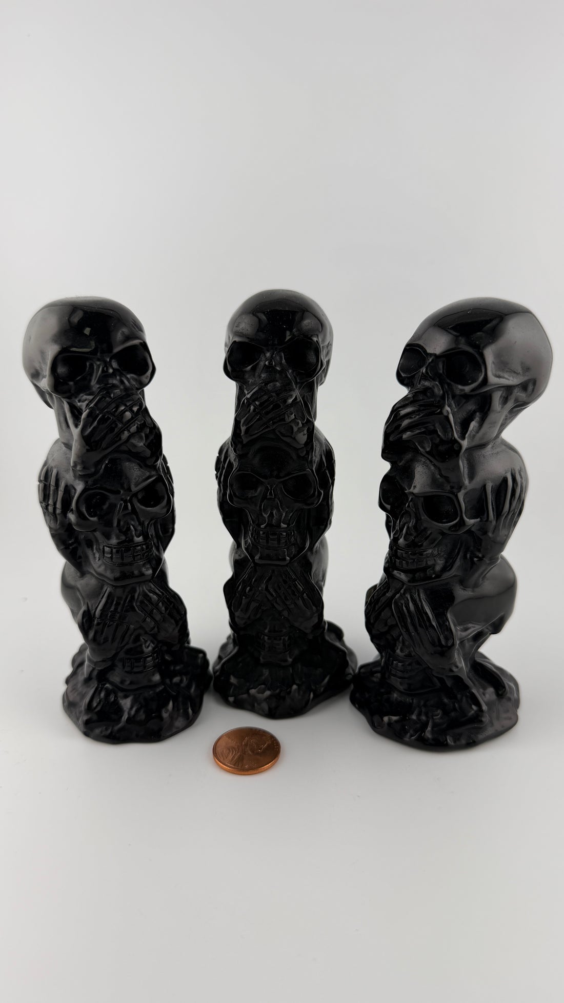 Obsidian Hear No See No Speak No Skulls-Earth Fairy Holistics