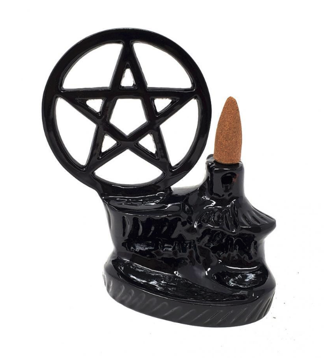 Pentacle Backflow Incense Cone Burner (Metal) 4.5" H x 4.5" W-Earth Fairy Holistics