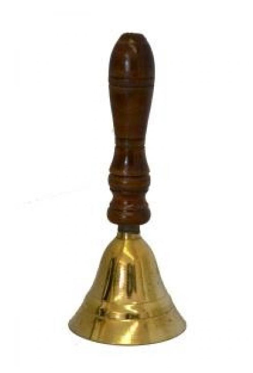 Brass Bell with Wooden Handle (5.5'')-Earth Fairy Holistics