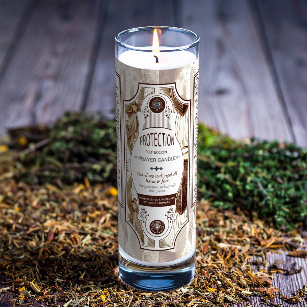 Prayer Candle - Protection (8 in., 9.5 oz.)-Earth Fairy Holistics