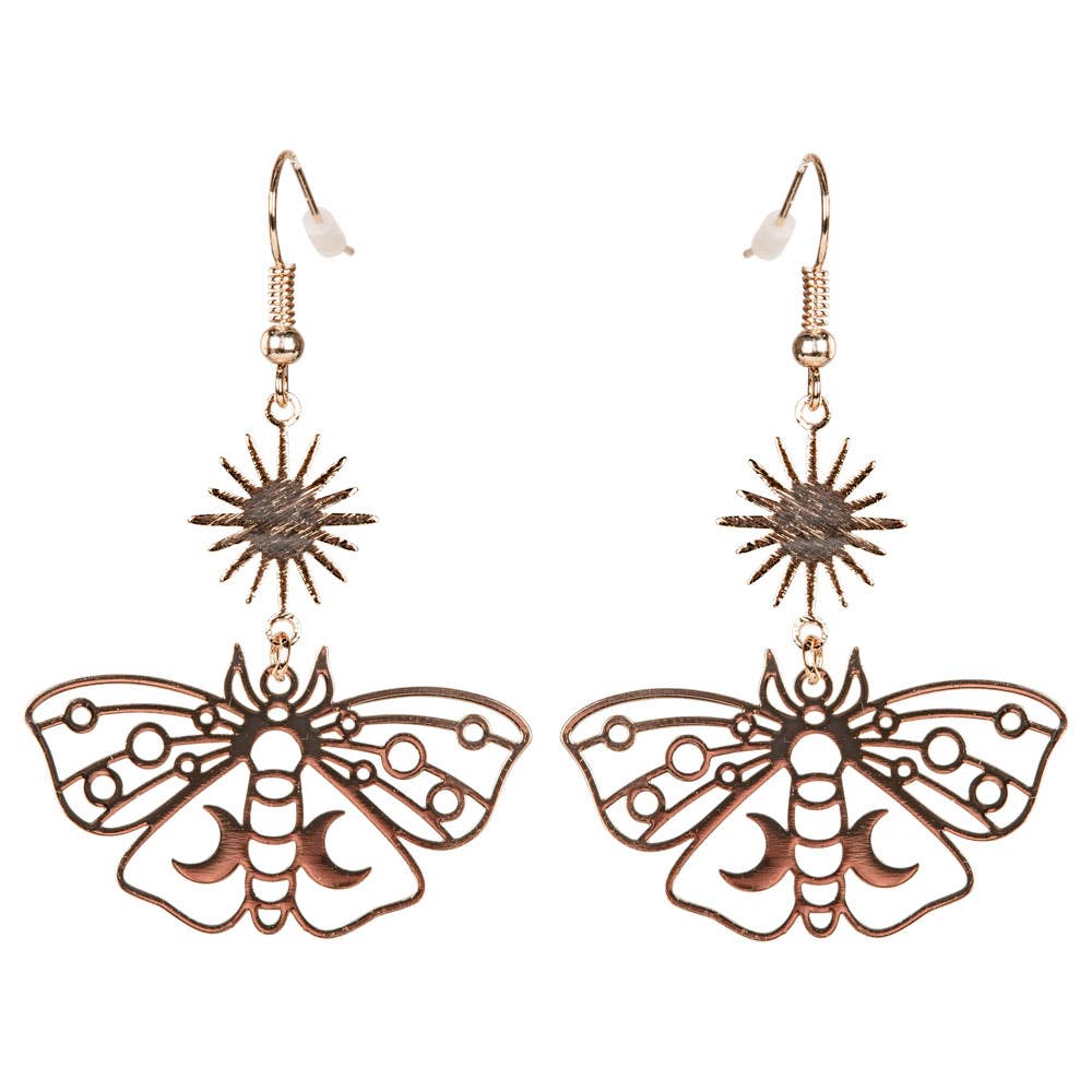 Moth Sun And Moon Earrings-Earth Fairy Holistics