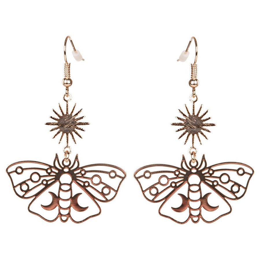 Moth Sun And Moon Earrings-Earth Fairy Holistics