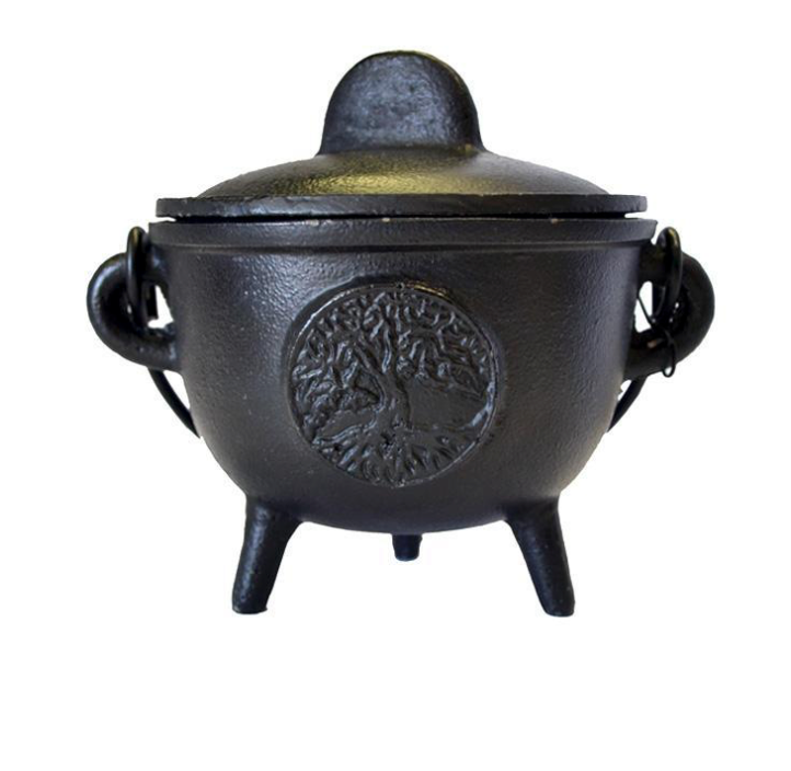 Tree of Life Cast Iron Cauldron (4.5"Dx4.25"H)