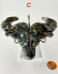 Moss Agate Ox Head Carvings-Earth Fairy Holistics