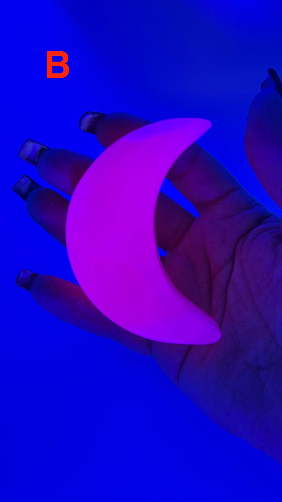 Mangano Calcite Crescent Moons (UV Reactive)-Earth Fairy Holistics