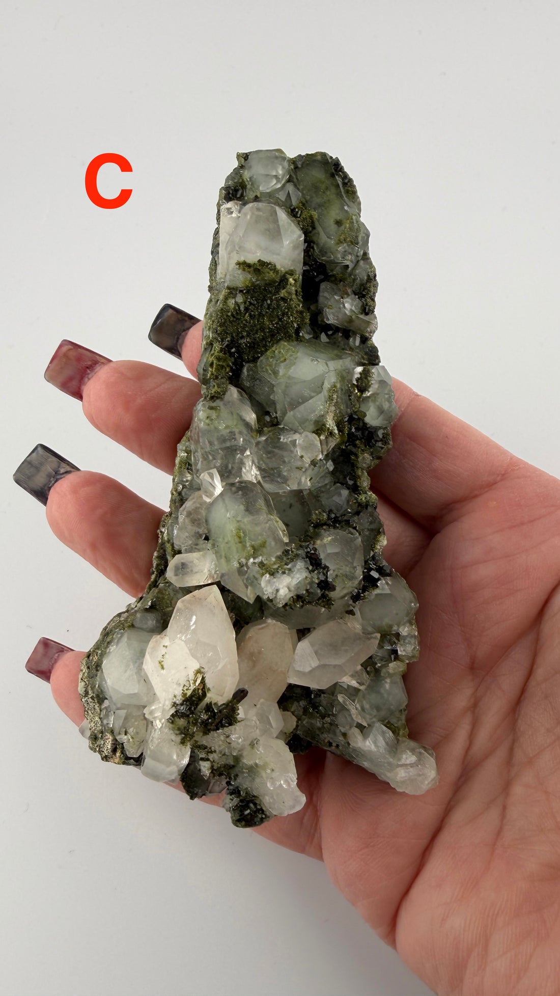 Epidote on Quartz Specimens-Earth Fairy Holistics