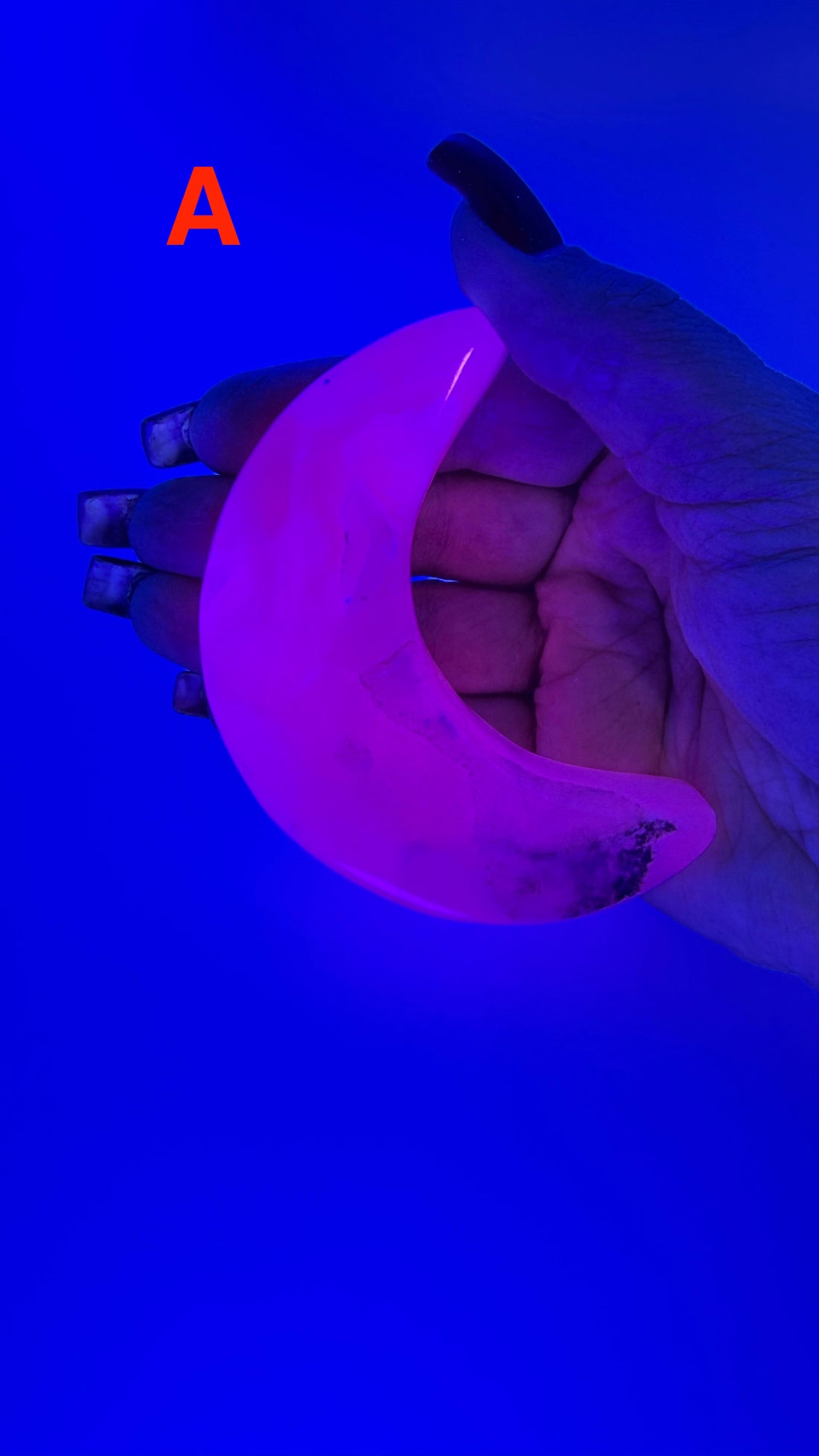 Mangano Calcite Crescent Moons (UV Reactive)-Earth Fairy Holistics