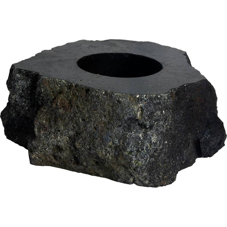 Rough Black Tourmaline T-Light Candle Holder (Each)-Earth Fairy Holistics