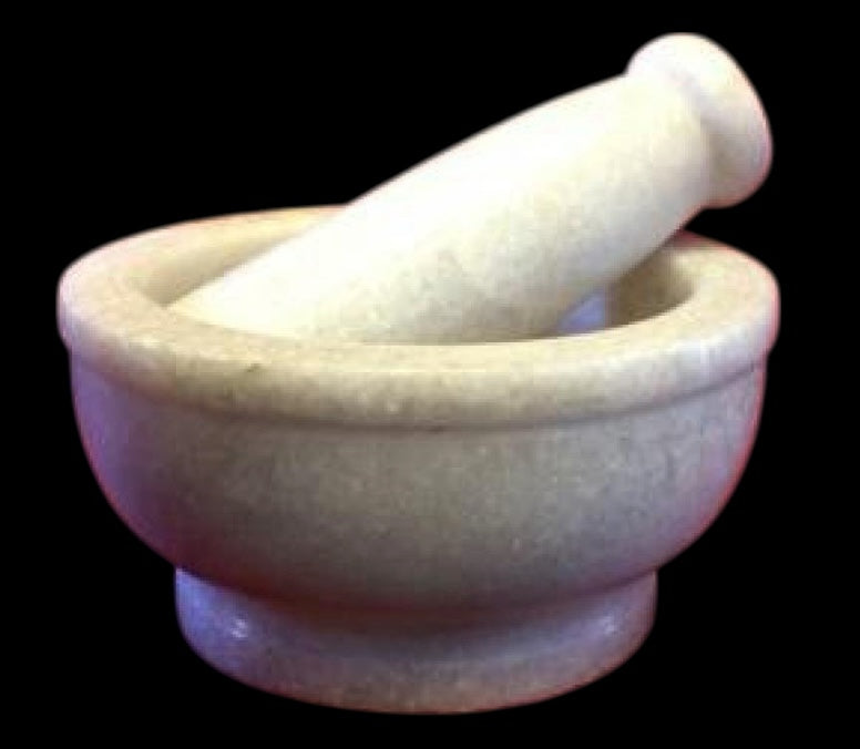 White Marble Mortar & Pestle 5"D x 3"H