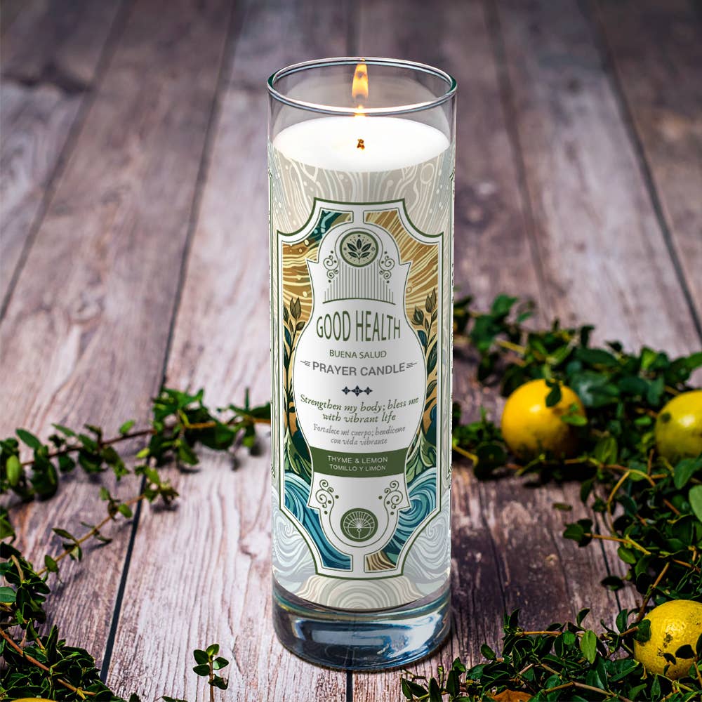 Prayer Candle - Good Health (8") (9.5 oz)-Earth Fairy Holistics