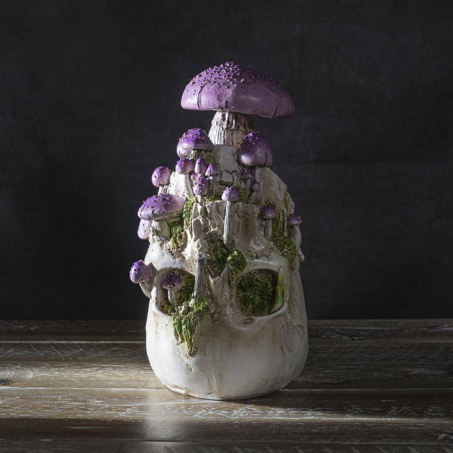Skull with Purple Mushrooms-Earth Fairy Holistics