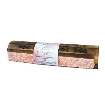 Rose Quartz Elements Crystal Wooden Coffin Box-Earth Fairy Holistics