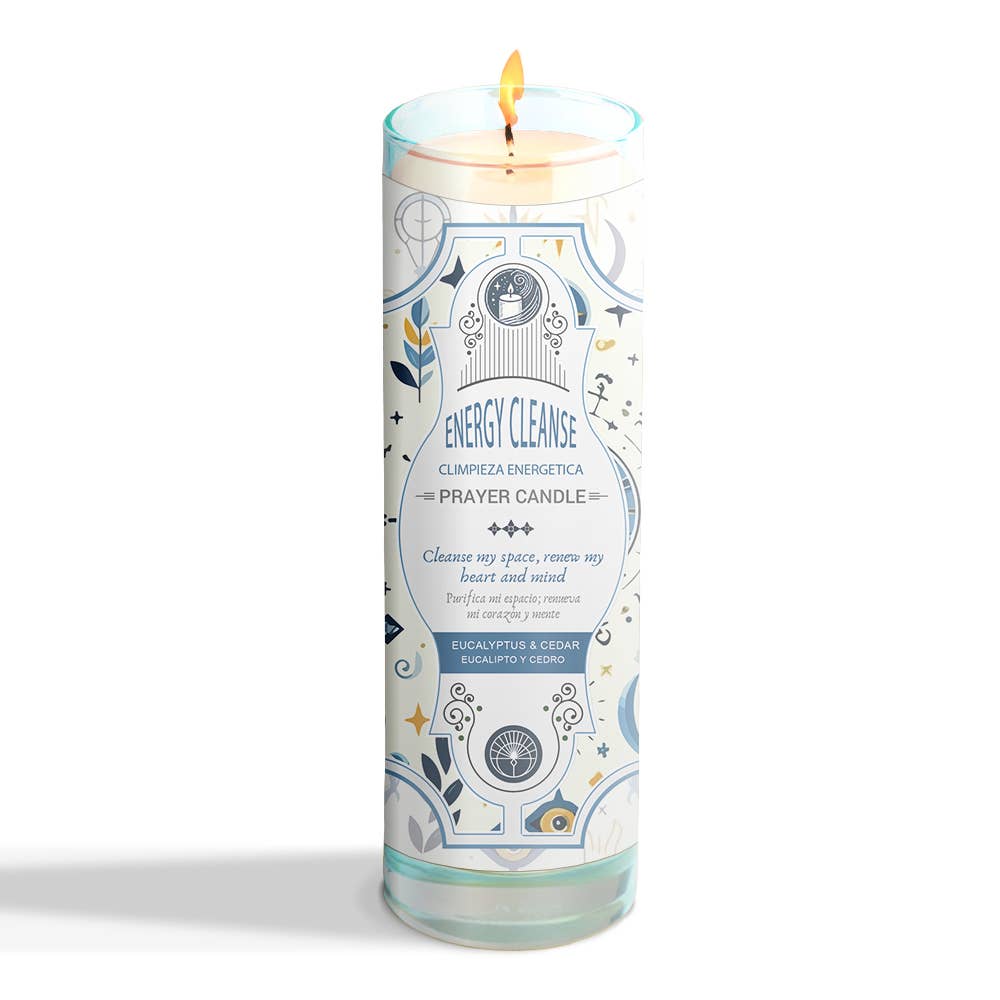 Prayer Candle - Energy Cleanse (8") (9.5 oz)-Earth Fairy Holistics
