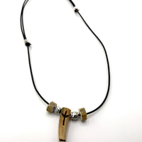 Deer Antler Bone Tips Carved Algiz Rune Necklace