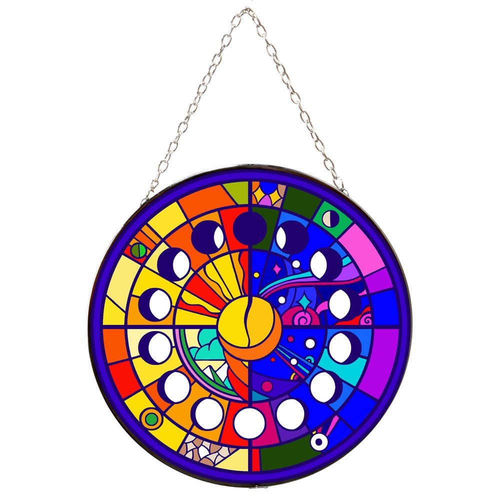 MOON PHASES STAINED GLASS SUNCATCHER-Earth Fairy Holistics