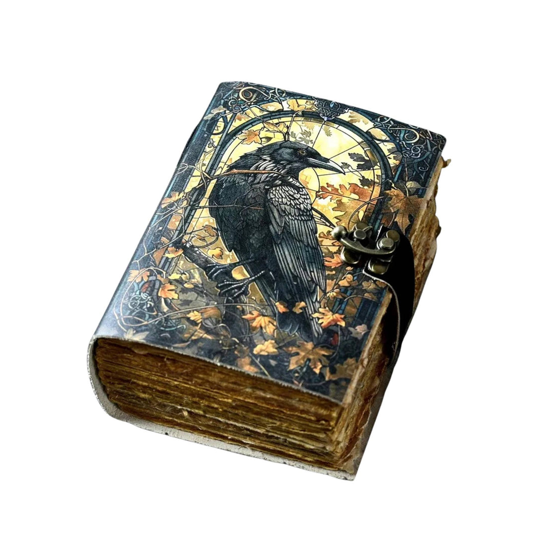 Raven Leather Journal Gothic Grimoire Tarot Blank Journal-Earth Fairy Holistics