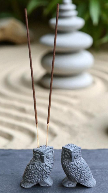Owl Carved Soapstone Incense Burner