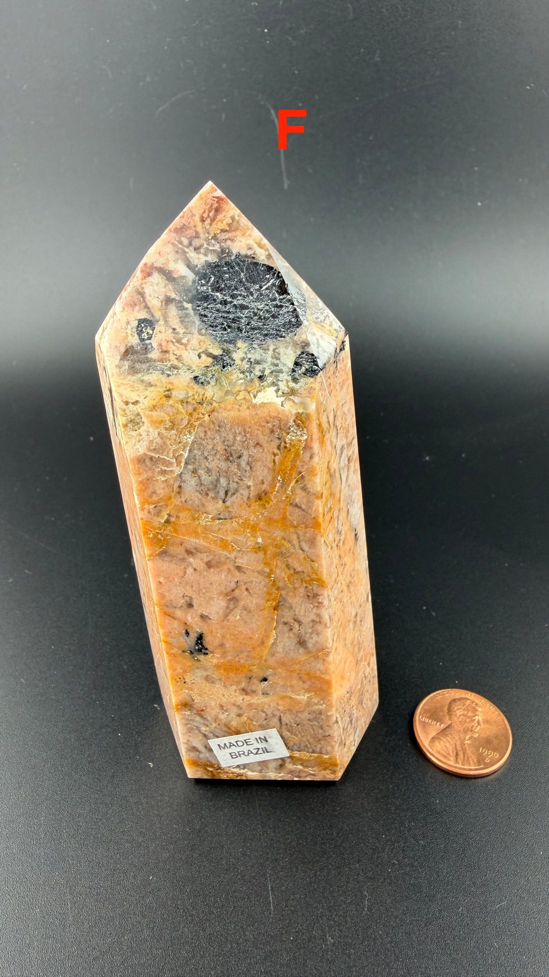 Peach Moonstone/Black Tourmaline Tower-Earth Fairy Holistics