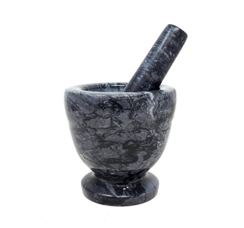 Black Marble Mortar & Pestle 4"H x 4"W-Earth Fairy Holistics