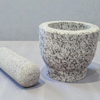 Grey Granite Stone Mortar & Pestle – 4.5" W x 4" H