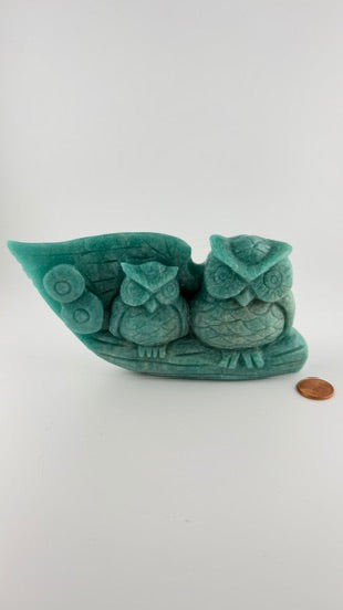 Amazonite Owl Carving